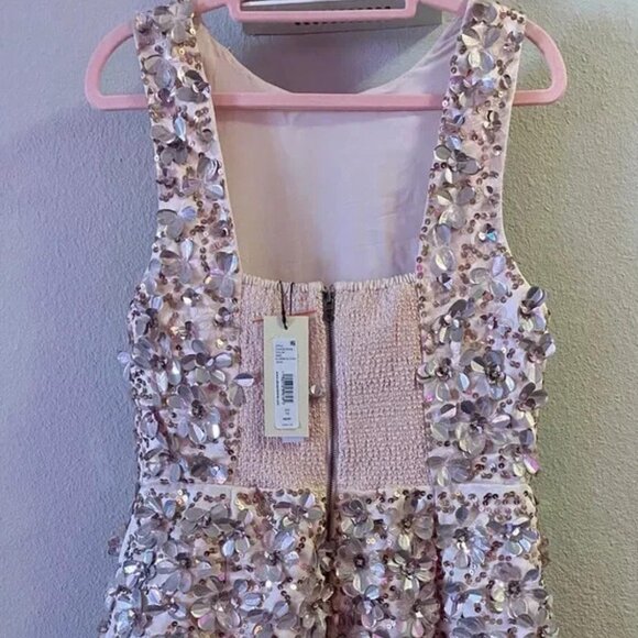 ALICE AND OLIVIA Lindsey ROSE GOLD 3D Embellished MINI DRESS 8 NWT - Picture 15 of 16